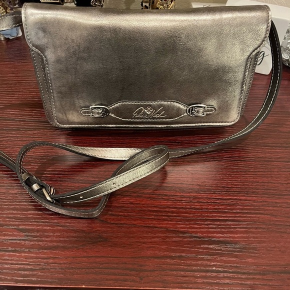 Patricia Nash Monta Silver Crossbody Bag or Clutch with Sleek Flap Closure